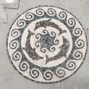 Mosaico rotondo di marmo naturale