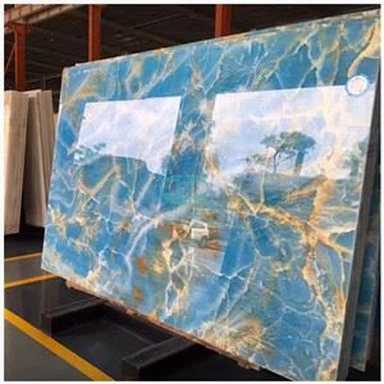 Lastra di pietra in onice blu