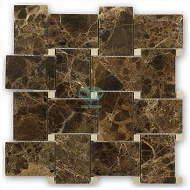 Mosaico intrecciato in marmo scuro Emperador